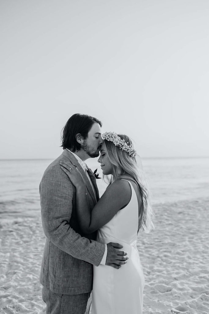 Bride and groom beach wedding ceremony in 30A 