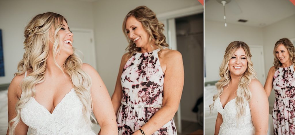 Bride and her mother at Navarre Beach, Florida Wedding