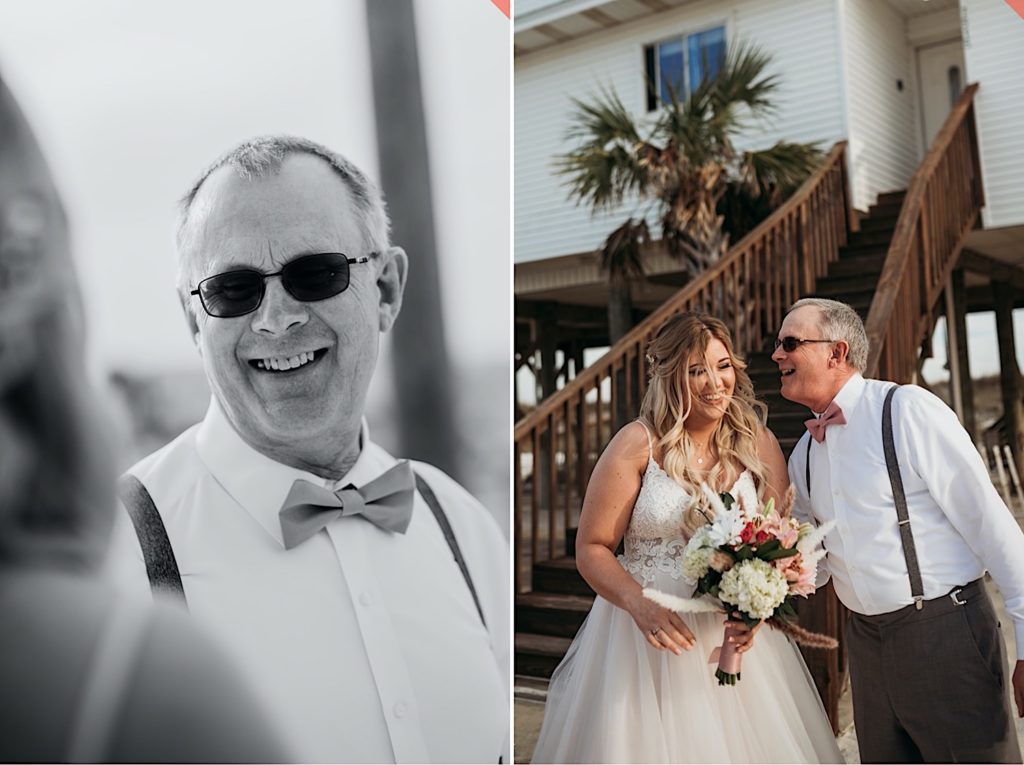 Dad first look at Navarre Beach, Florida Wedding