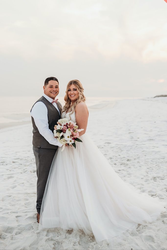 Bride and groom at Navarre Beach, Florida Wedding