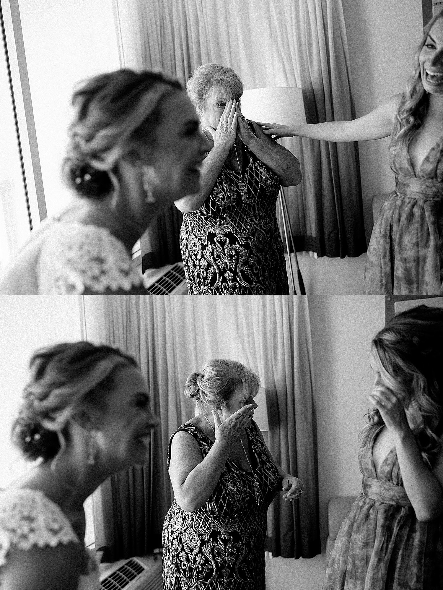Mother of Bride getting emotional looking at daughter during getting ready