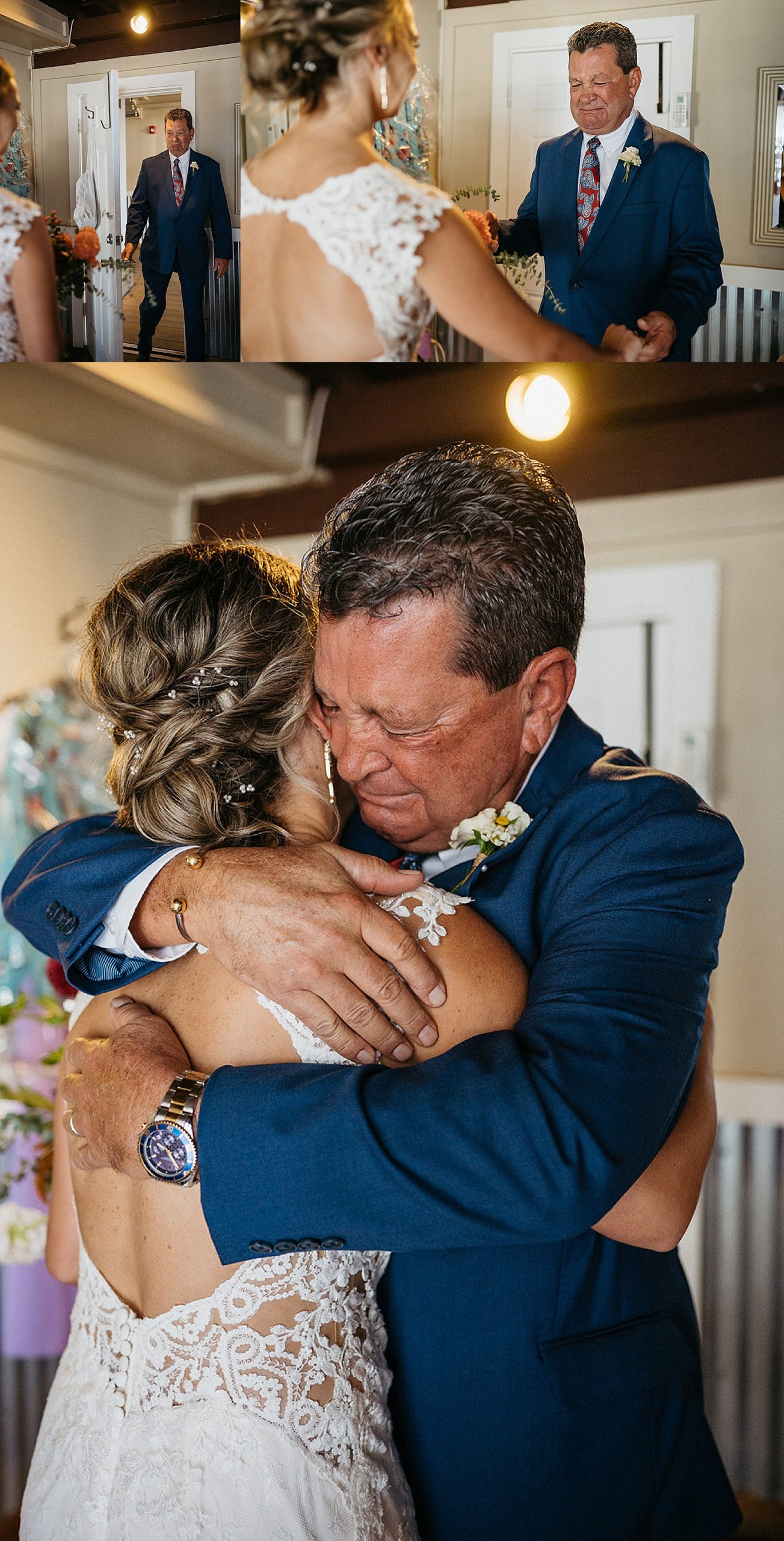 Father of Bride gets emotional during first look at Fort Walton Beach Wedding