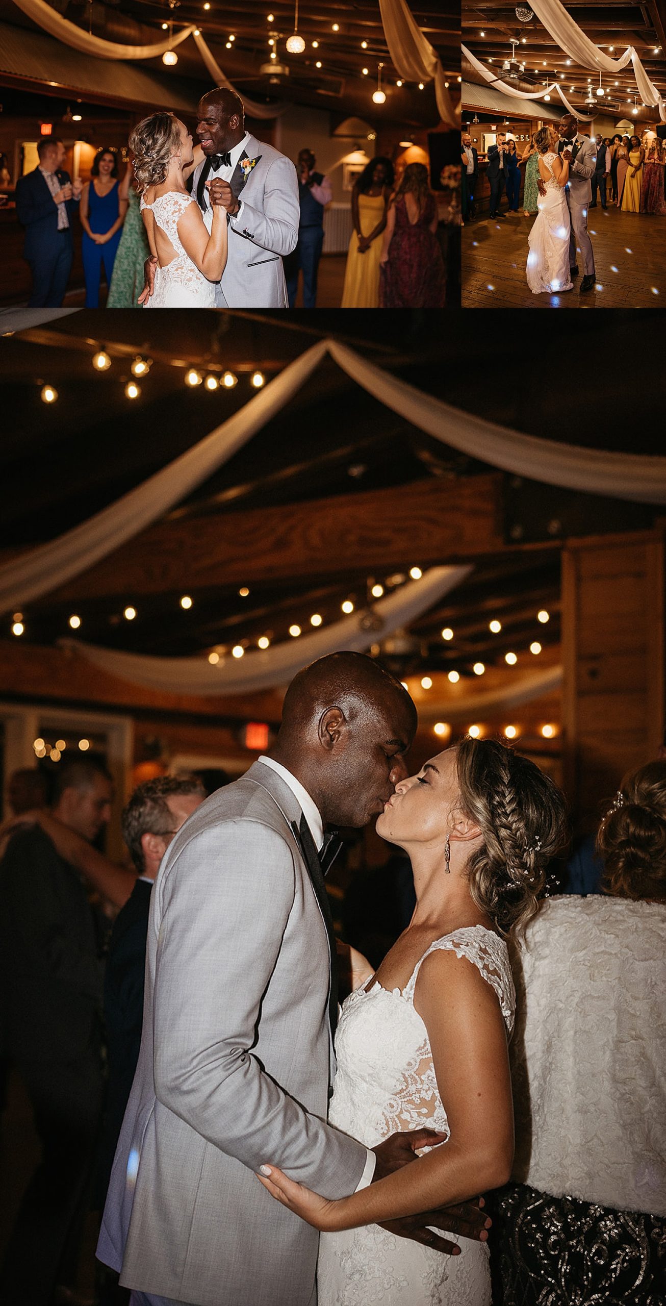 Bride and groom share first dance at wedding reception at Fort Walton Beach Wedding