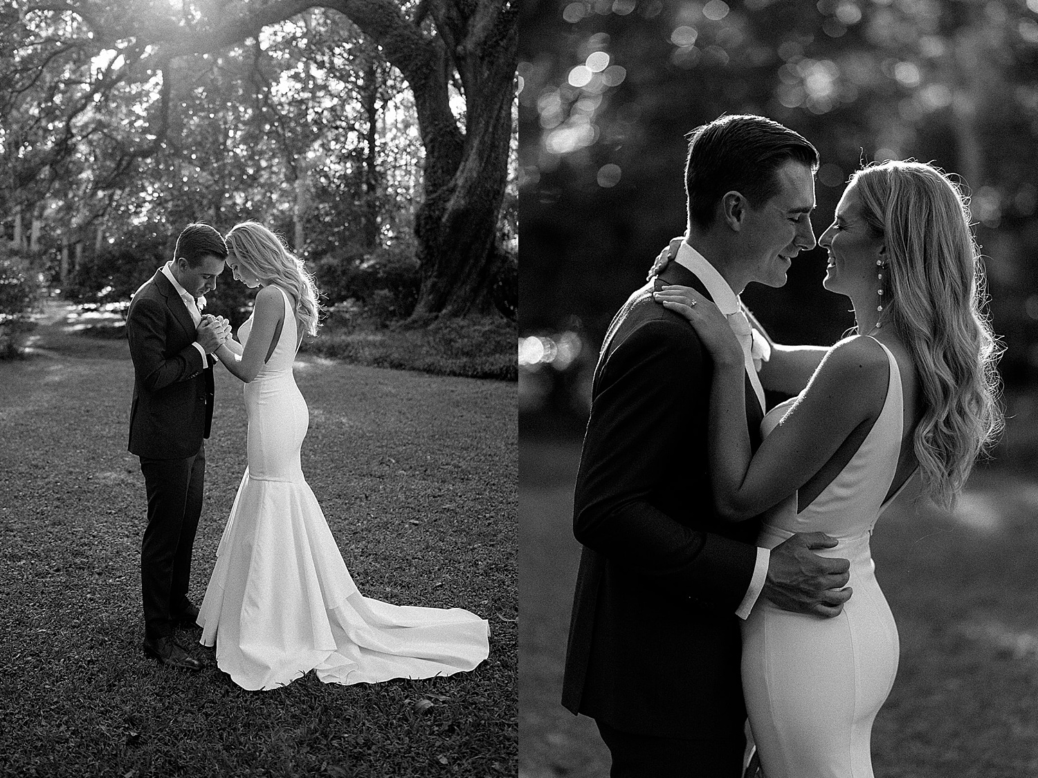 Bride and groom share intimate moment before ceremony at Eden gardens State park 
