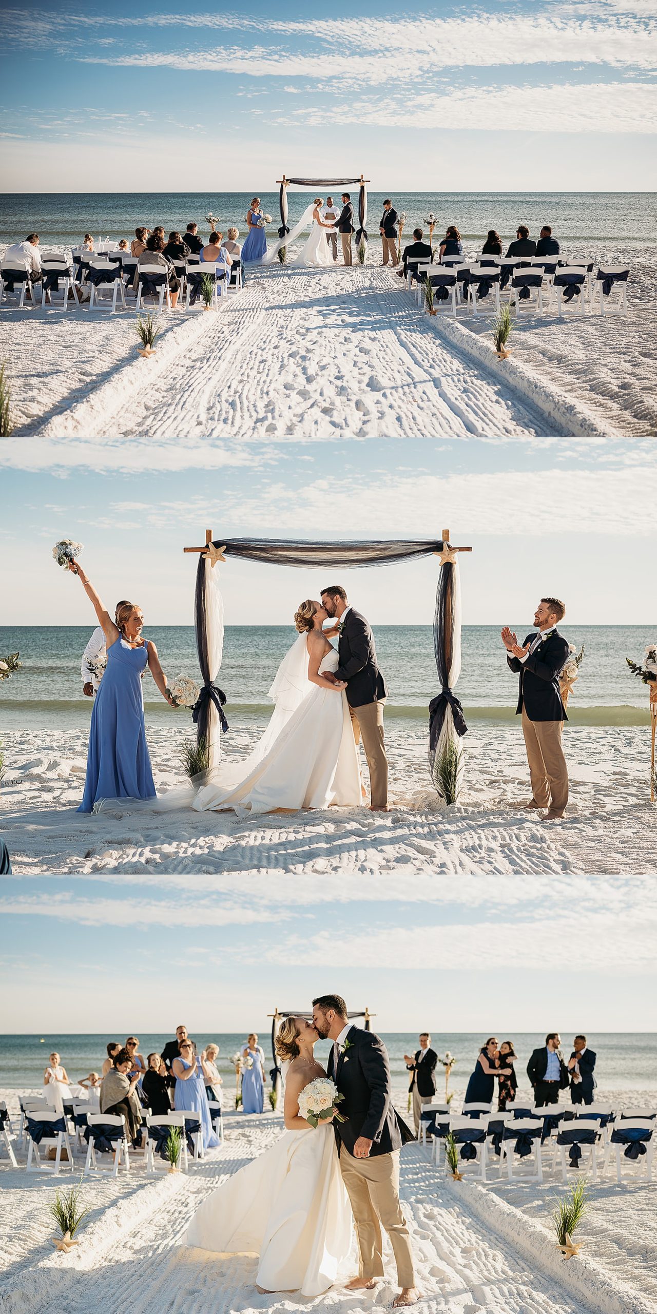 Bride and groom share first kiss after Destin micro wedding