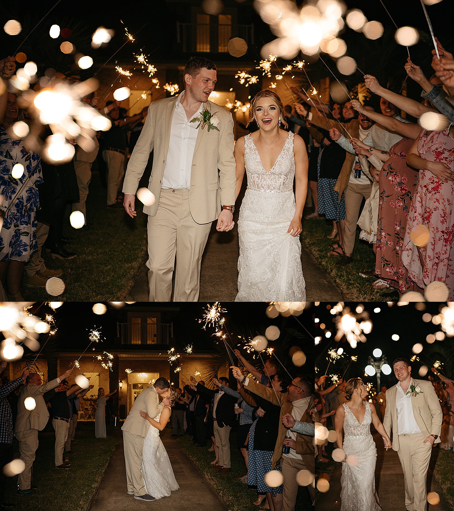 Newly married couple have sparkler exit at Lauren Hill Farm at the end of wedding day