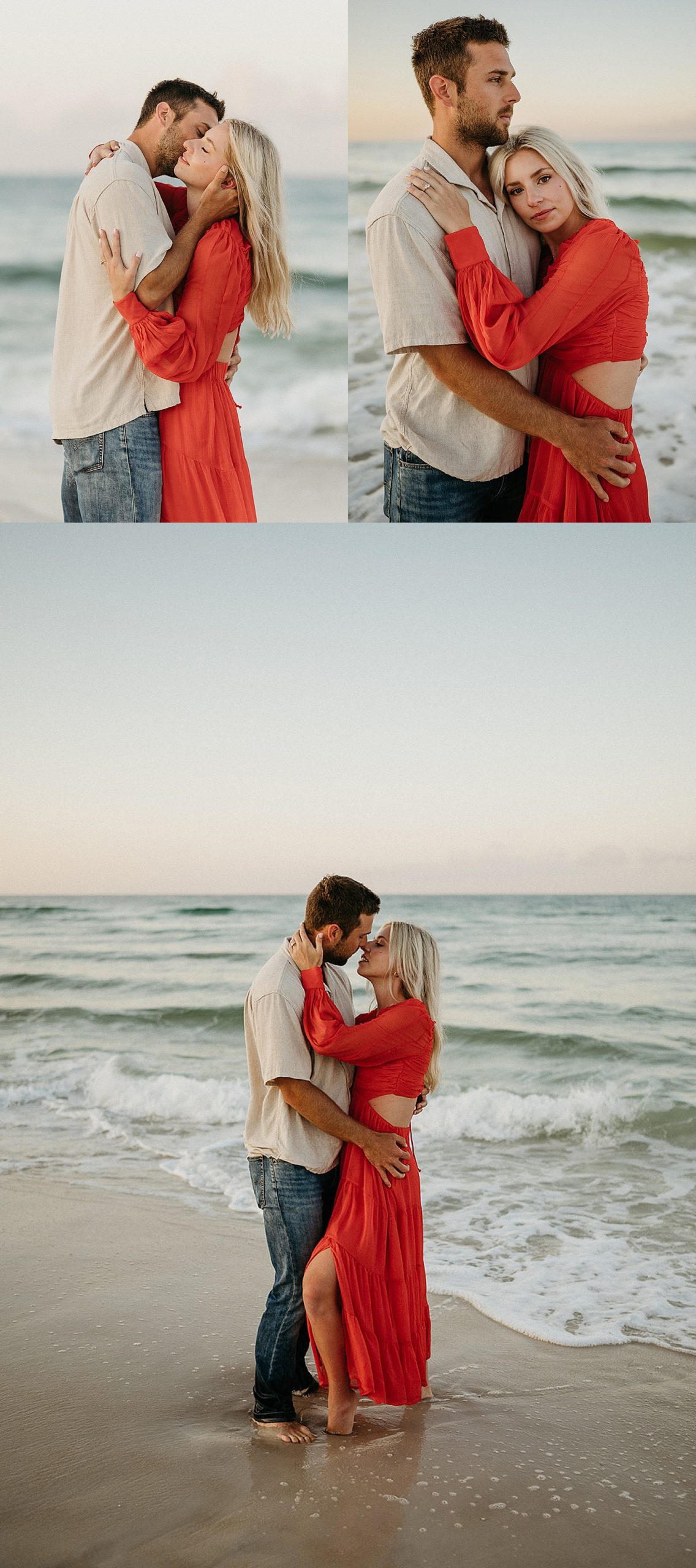 holding each other at Rosemary Beach during the morning engagement session