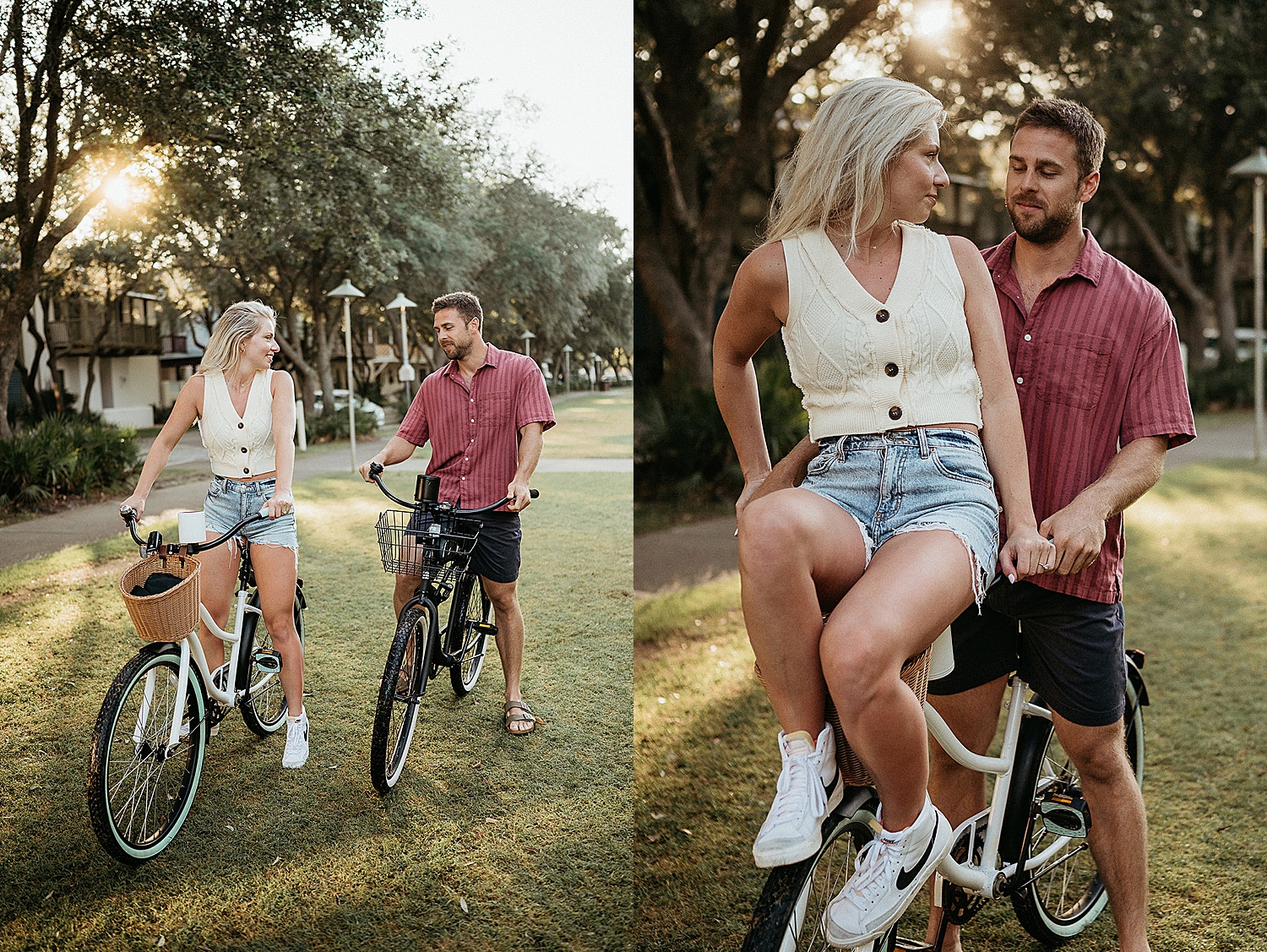 Rosemary Beach engagement session with Destin photographer on bikes 