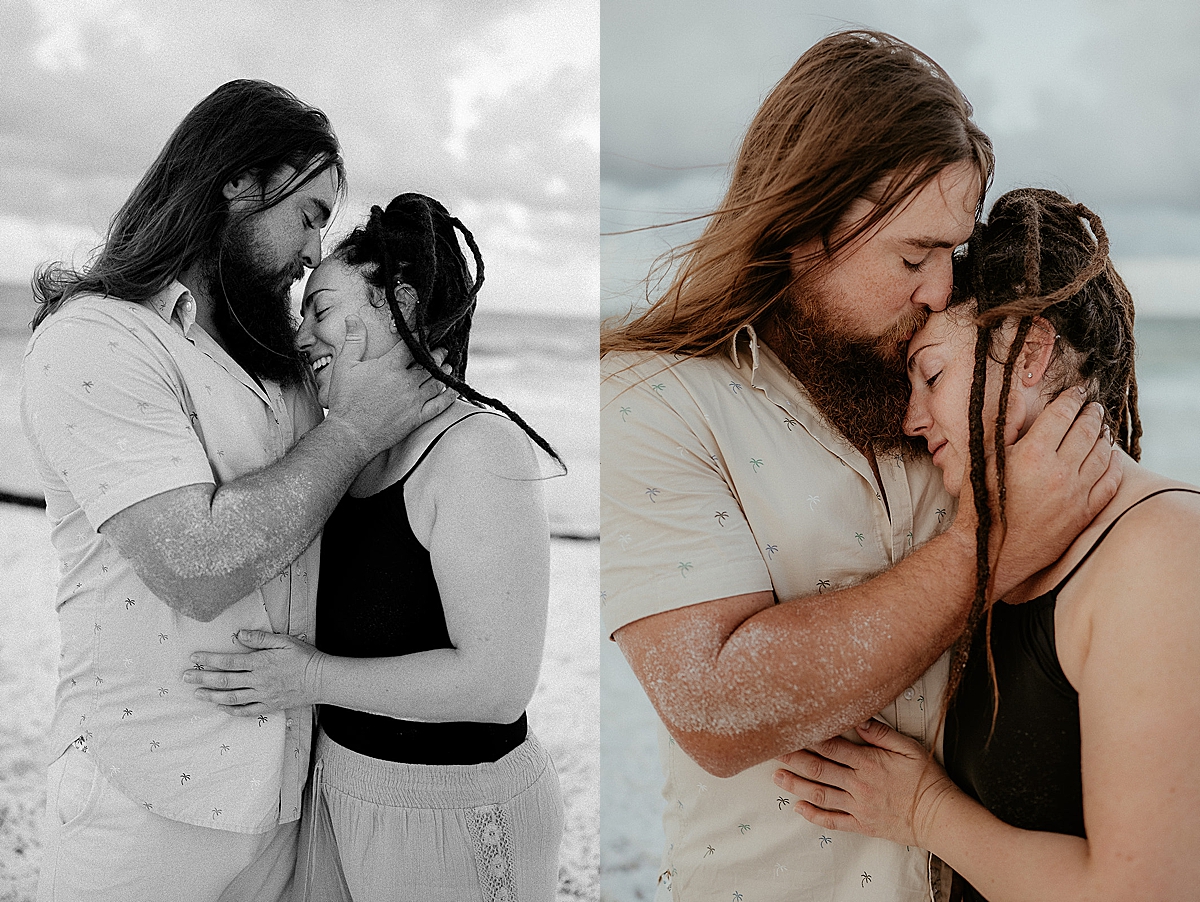 casual couples session during windy morning at Miramar beach in 30A Florida 