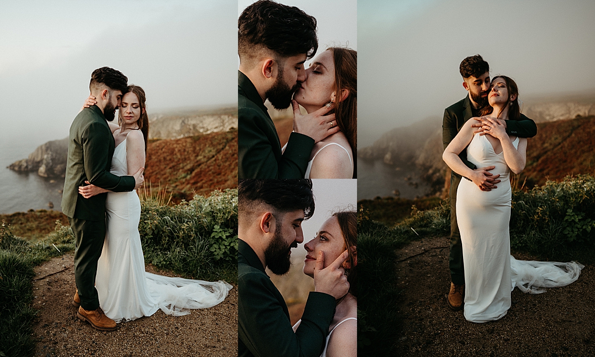 married couple wrapped up at sunrise on howth cliffs by Emily Burns photo