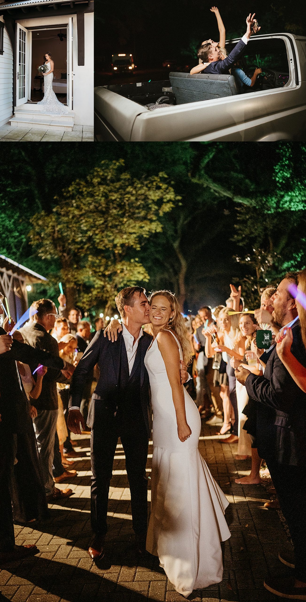 getaway car with bride and groom by Emily burns photo