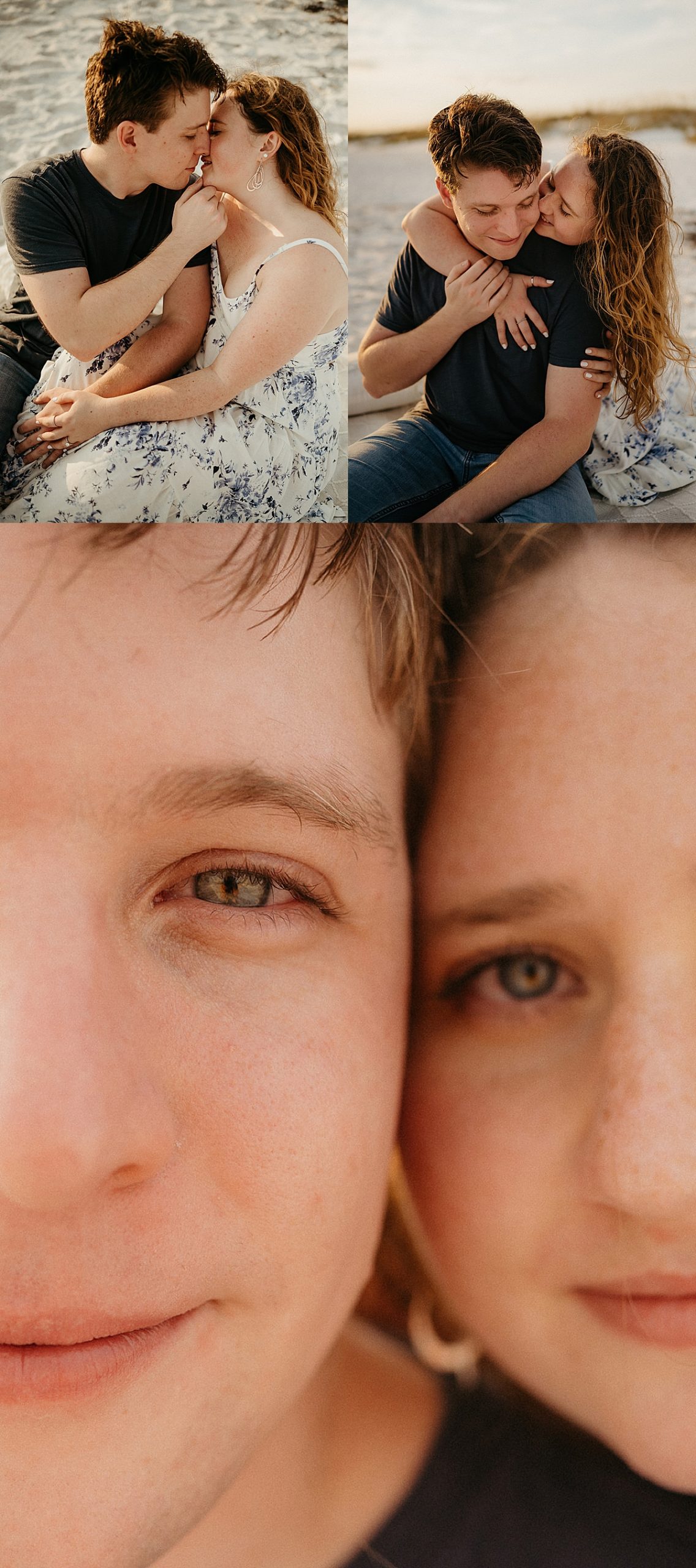 close up photo of faces of engaged couple by Destin engagement photographer 