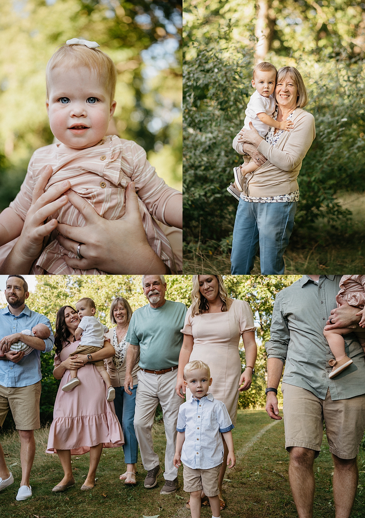 mom holding baby during family session by Michigan family photographer 