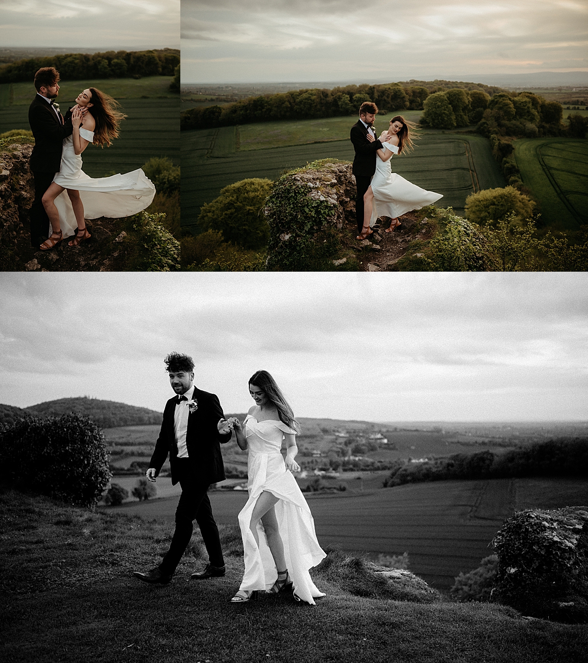 windy elopement day with bride and groom after ceremony by Emily burns photo