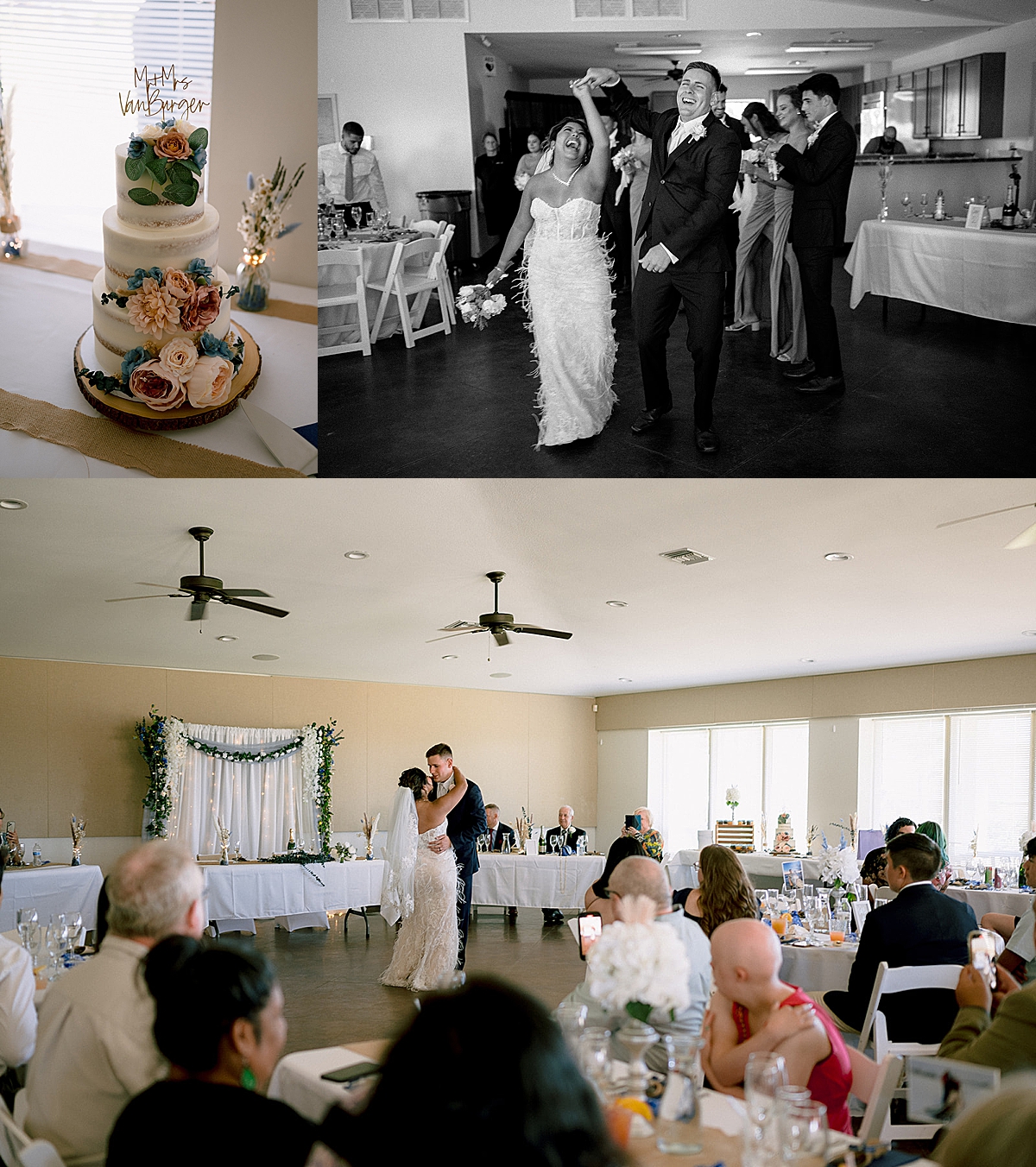 wedding reception cake and first dance from married couple by Emily burns photo 