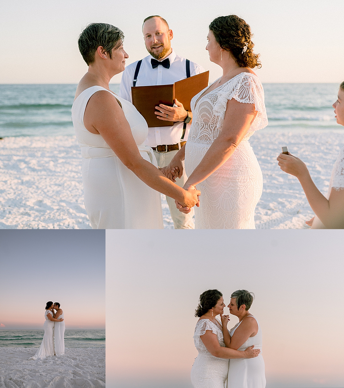 same sex wedding in Florida during sunset ceremony and blue hour portraits 