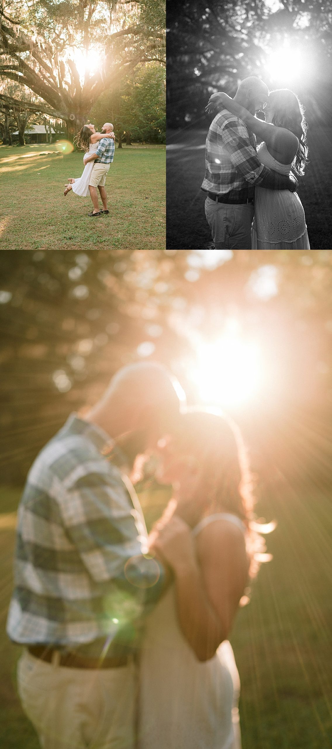 fiances twirl in front of trees by florida couples photographer 