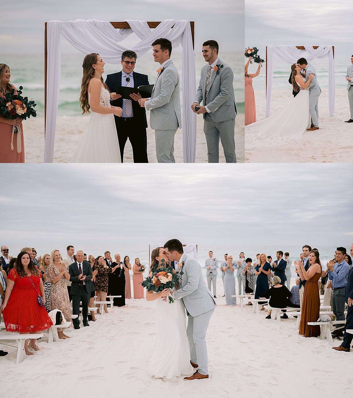 first kiss at ceremony with bride and groom by florida wedding photographer 