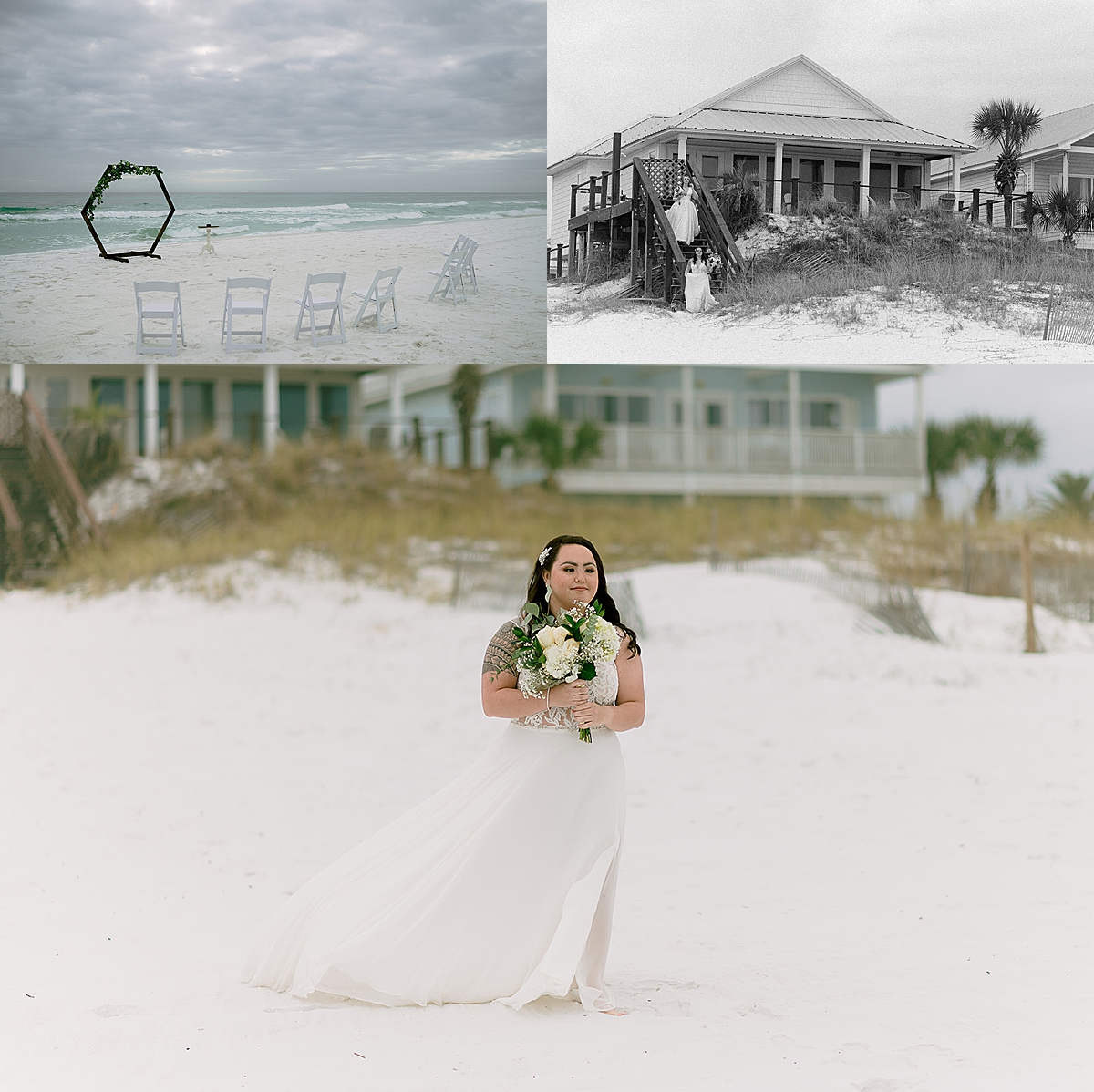 beach house and arch for elopement by Emily burns photo