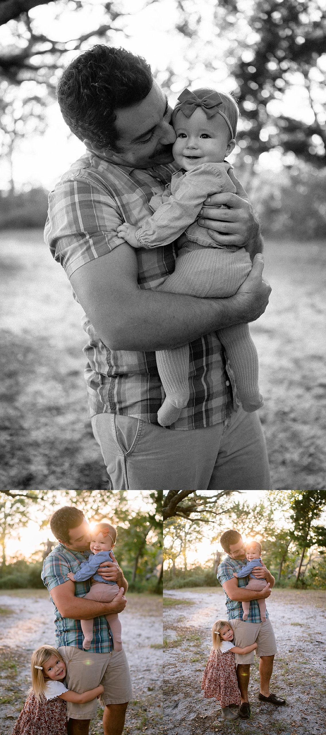 dad holding daughter in black and white portrait for pensacola family session 